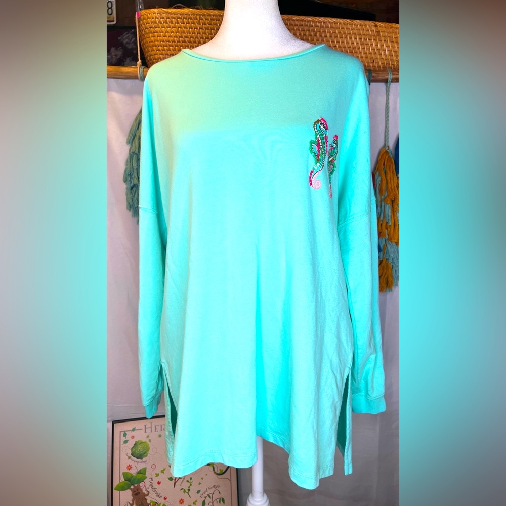 Crown and Ivy 3/4 Sleeve Cotton Blend Top Size Petite Medium